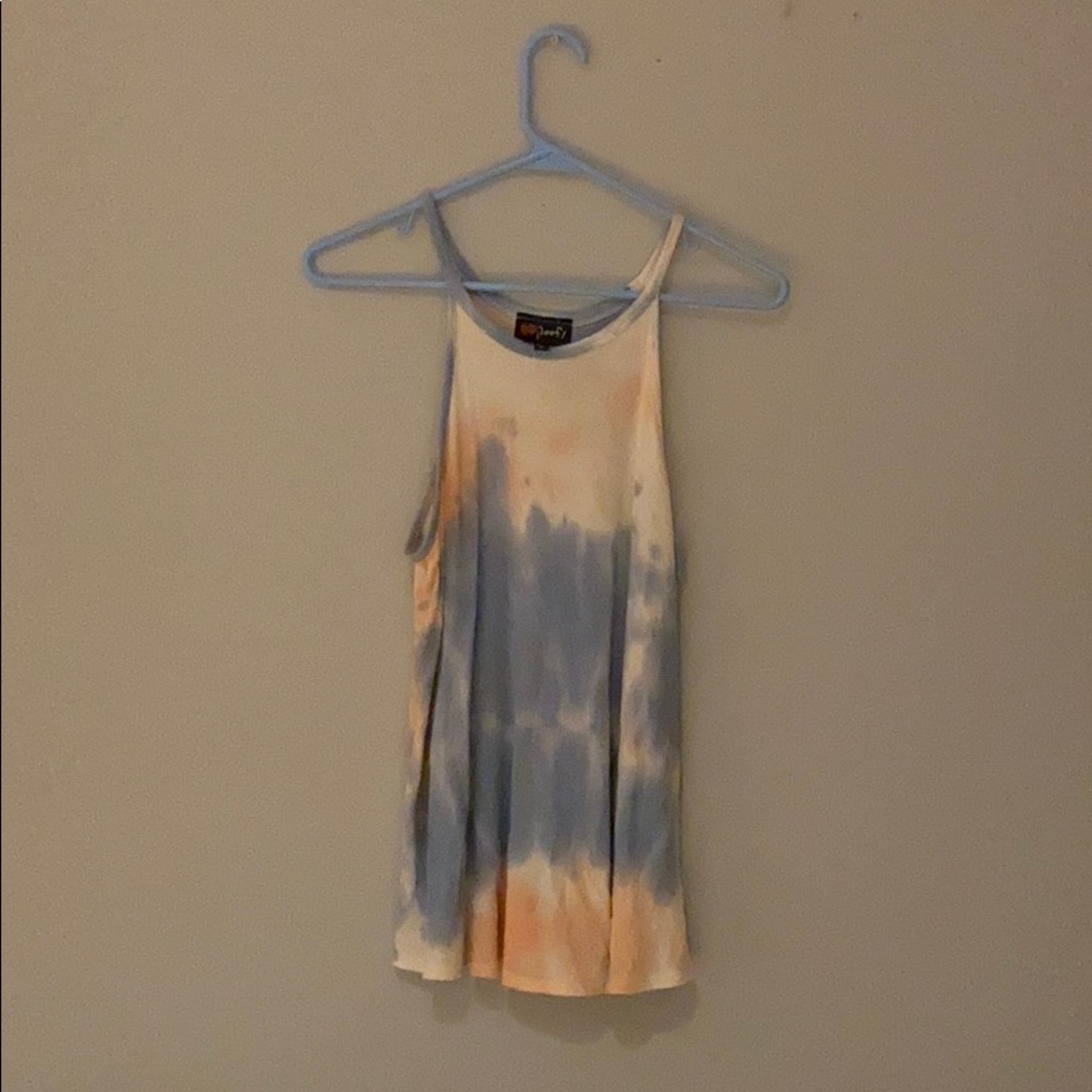 Poof pink and blue tie dye tank top size small